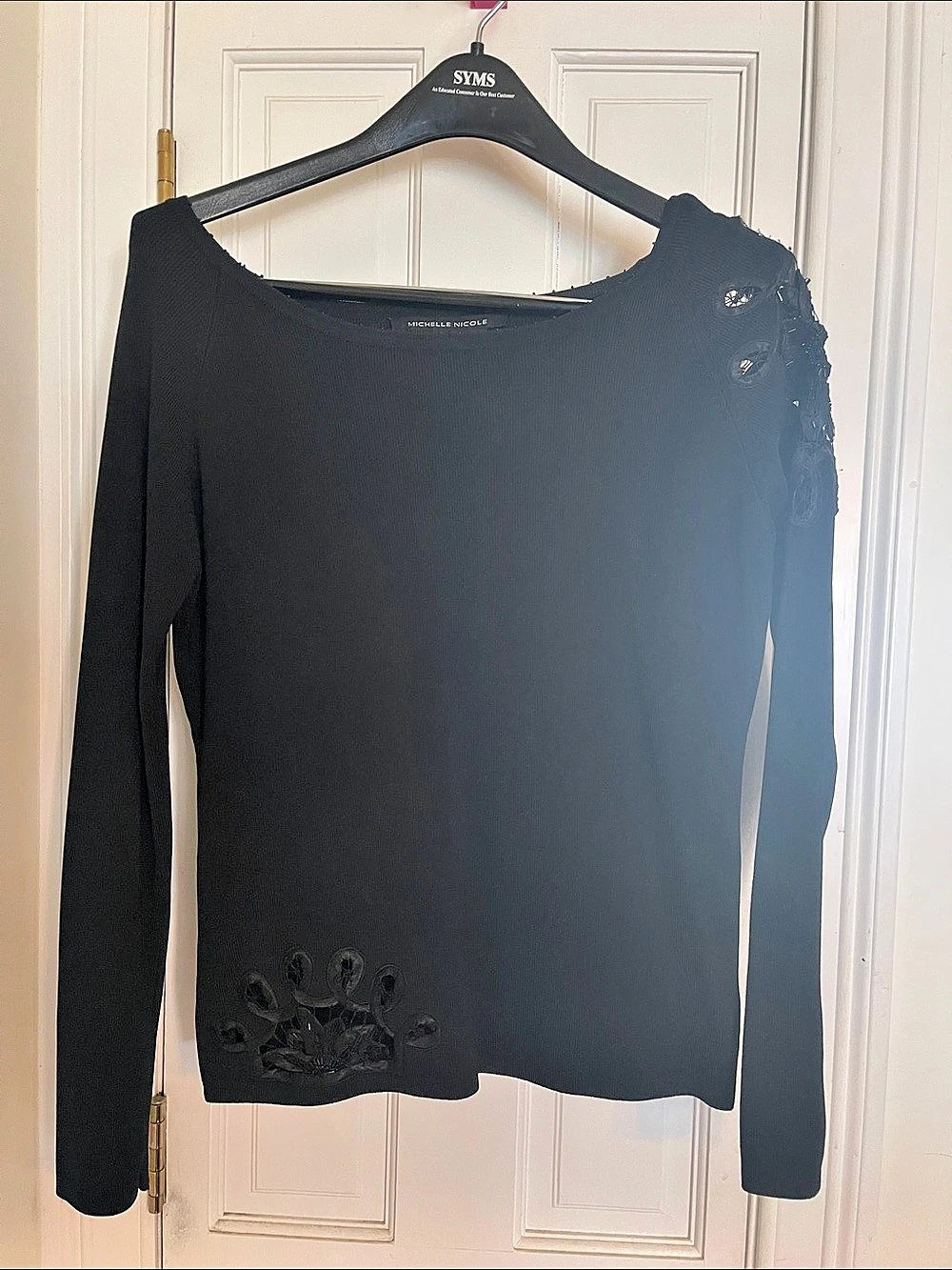 Michelle Nicole Black Embellished Sweater Size Large